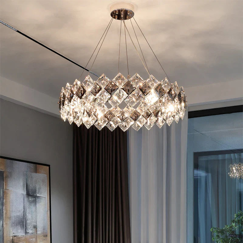 DecorBites™ Crystal Chandelier: Postmodern Luxury Pendant for Living Room, Bedroom, and Restaurant