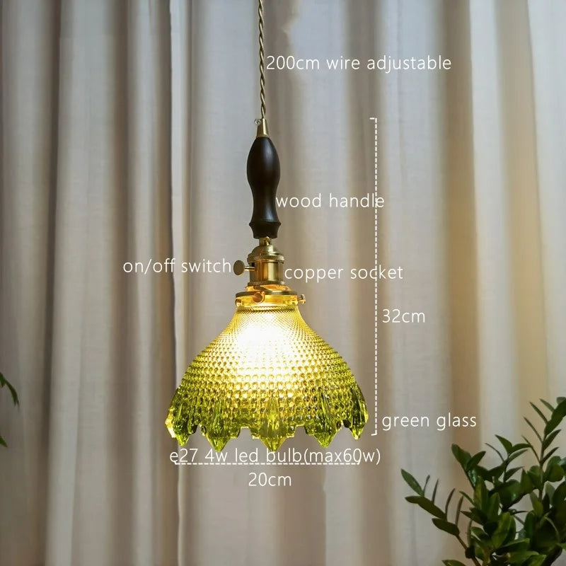 DecorBites™ Japanese Style Green Glass LED Pendant Chandelier for Home Decor