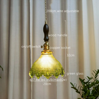 DecorBites™ Japanese Style Green Glass LED Pendant Chandelier for Home Decor
