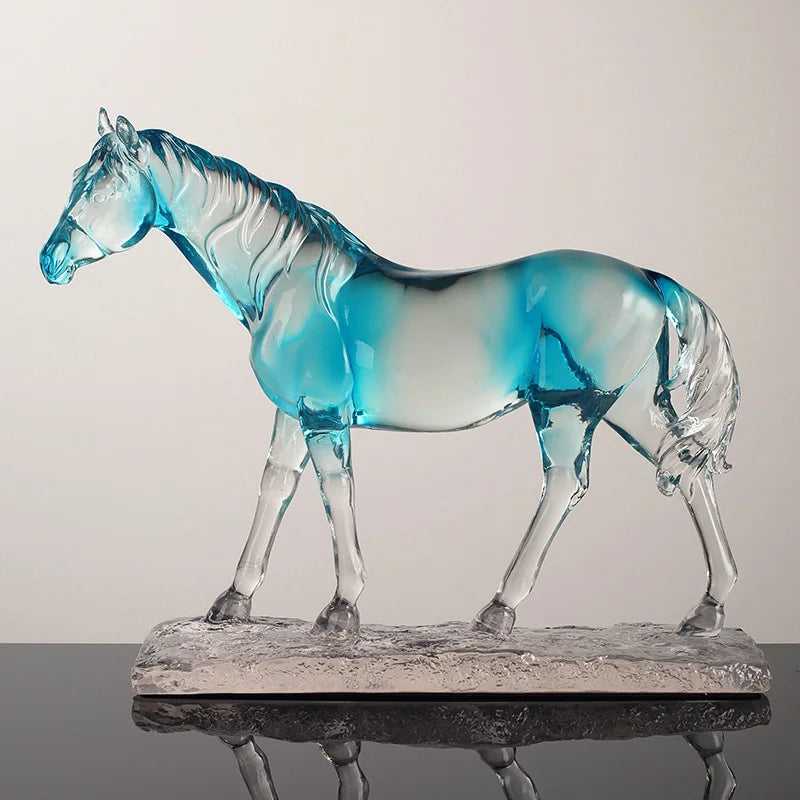 DecorBites™ Clear Horse Resin Sculpture Decorative Figurine Home Decoration