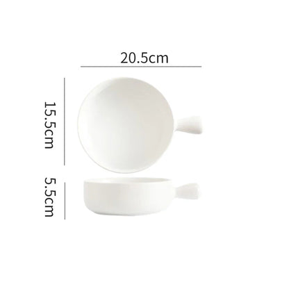 DecorBites™ Ceramic Single Handle Salad Bowl, Microwave Safe for Breakfast, Dessert, Soup