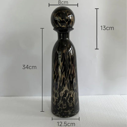 DecorBites™ Leopard Texture Glass Vase: Modern Floral Vase for Chic Room Decor