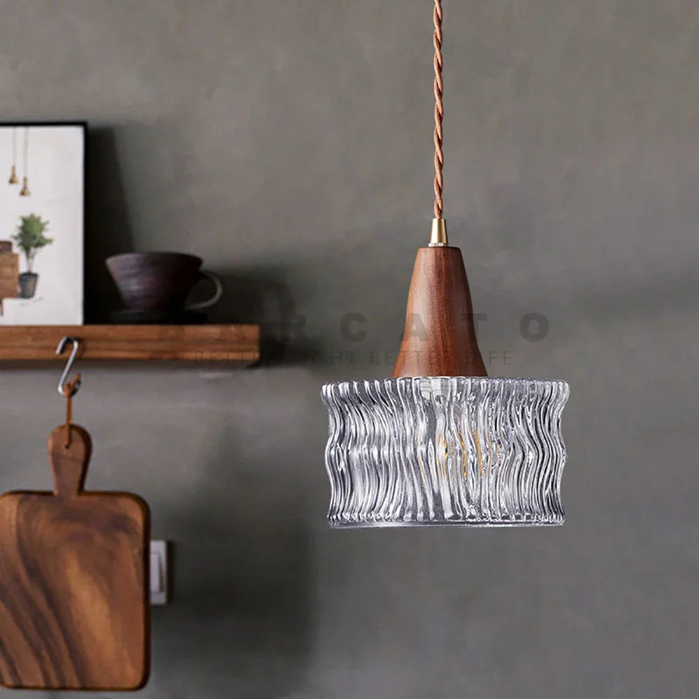 Nordic Wood and Glass Pendant Light