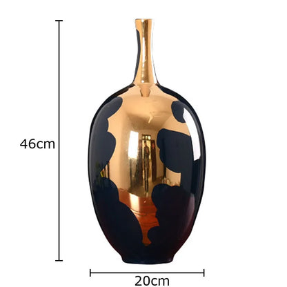 DecorBites™ Gold Ceramic Vase | Modern Design | Desk Decor | Shiny Porcelain | Floral Vases
