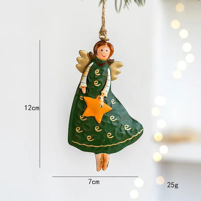 American Country Retro Old Iron Christmas Angel Girl Decoration Pendant Christmas Tree Decoration