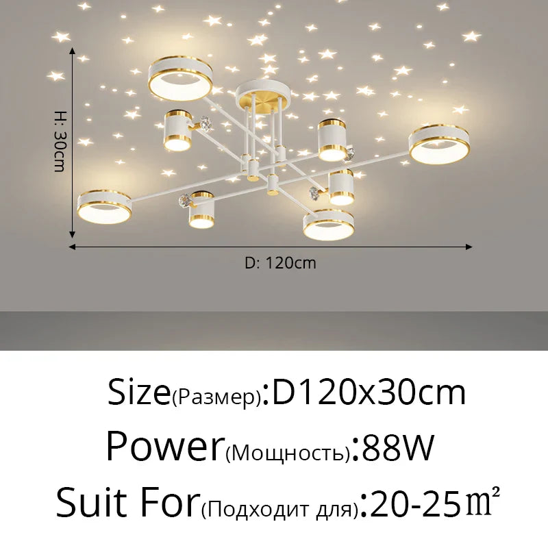 Decorbites™ Lámpara de Araña LED: Luz de Techo Inteligente Moderna con Mando a Distancia para Sala de Estar, Dormitorio, Comedor y Cocina