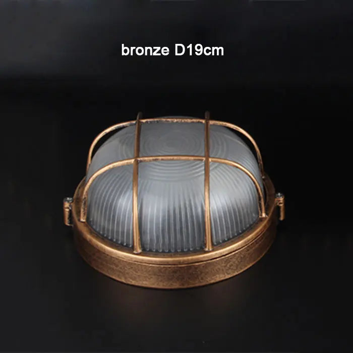 DecorBites™ Bronze Metal Glass Outdoor Ceiling Lamp Flush Mount Waterproof Retro Yard Light