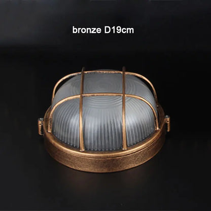 DecorBites™ Bronze Metal Glass Outdoor Ceiling Lamp Flush Mount Waterproof Retro Yard Light