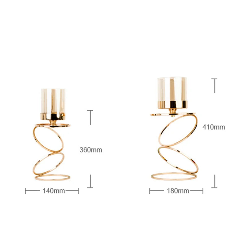 Portavelas de cristal con marco metálico dorado DecorBites™ - Centros de mesa para bodas y decoración del hogar