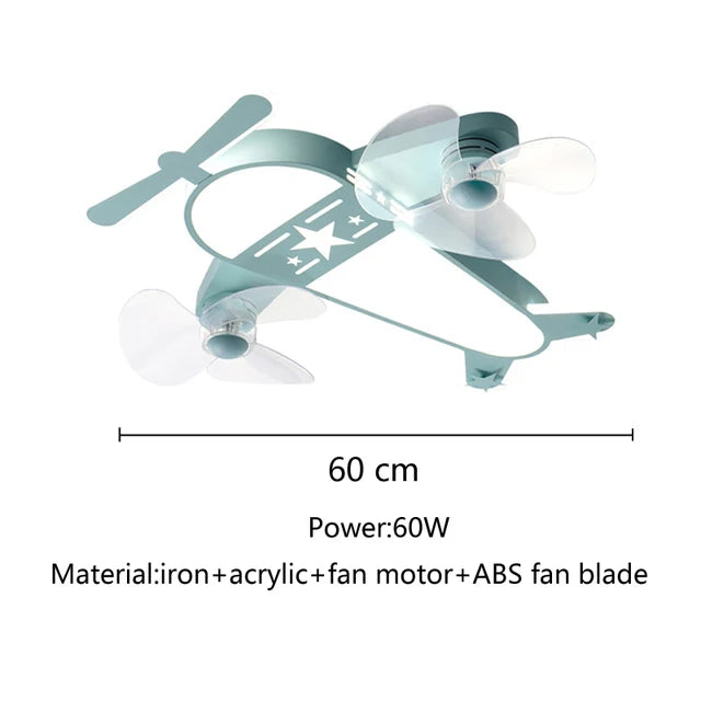 DecorBites™ Cartoon Aircraft Ceiling Fan Light for Modern Children's Bedroom