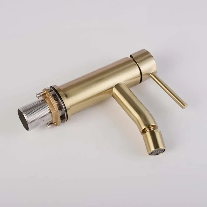 Brushed Gold Bathroom Brass Bidet Faucet Hot And Cold Water Mixer Basin Fucet