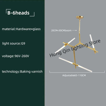 DecorBites™ Gold Branch LED Chandelier for Duplex Villa Staircase - Modern Indoor Lighting