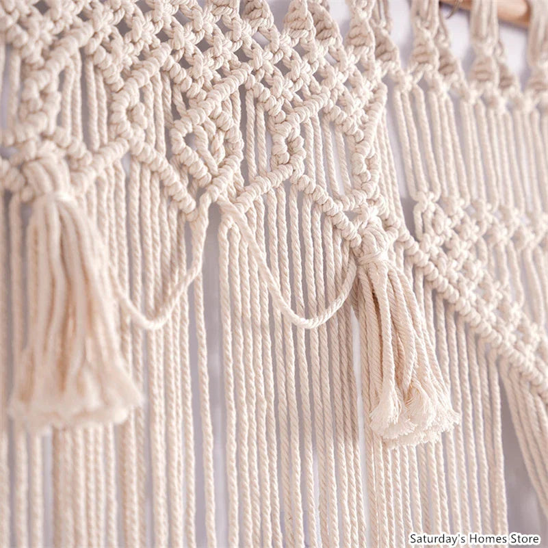 Decobites Boho Macrame Tassel Curtain Tapestry for Wedding Décor & Window Treatment