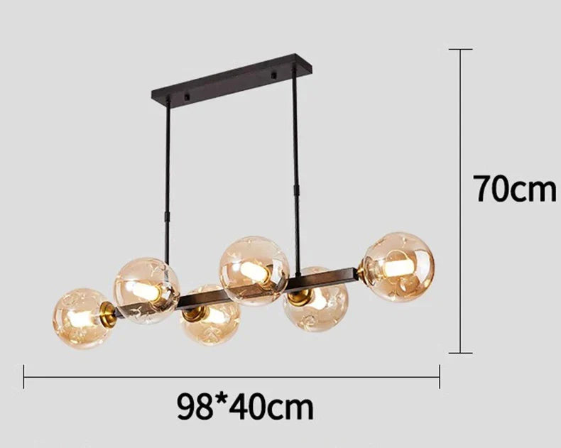 Brass Modern LED Chandelier 8-Head Amber Glow