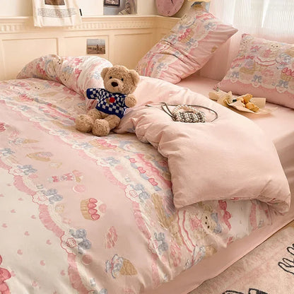 طقم لحاف قطني مريح مطبوع عليه رسوم متحركة من DecorBites™ للبالغين