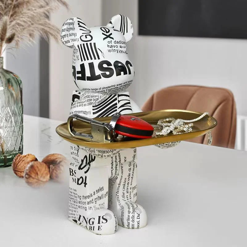 ديكور بايتس™ تمثال دب، ديكور غرفة عصري، طاولة، تمثال، مفاتيح، رف تخزين