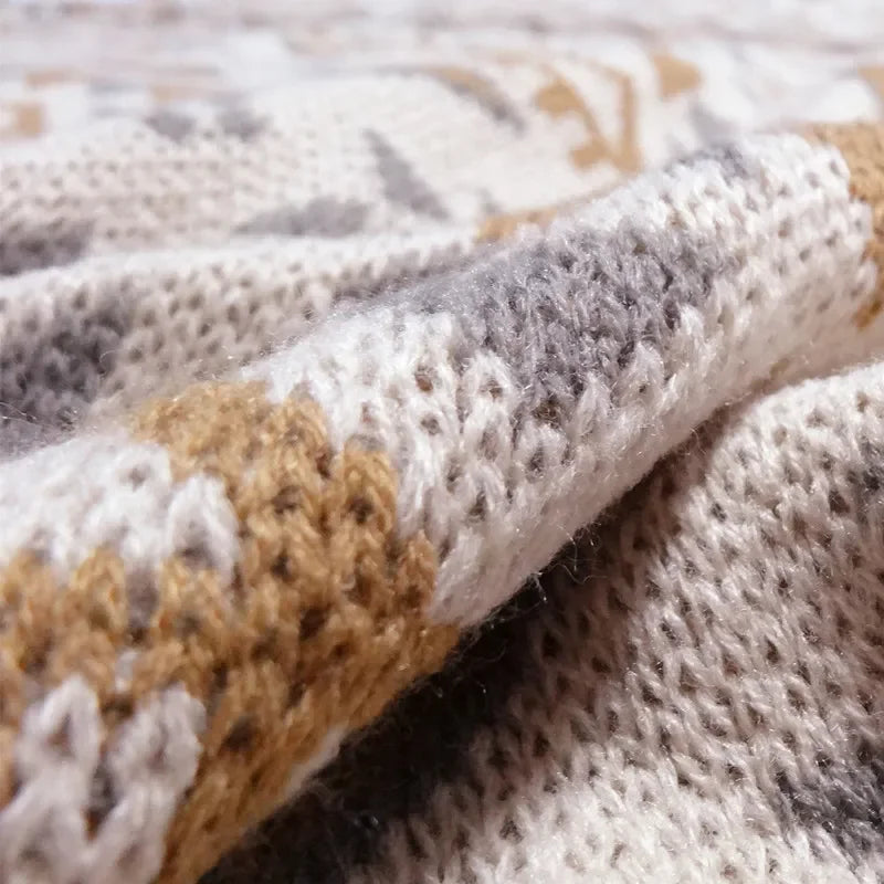 DecorBites™ Bohemian Knitted Sofa Blanket: Multi-Functional Decor for Home & Travel, All Seasons