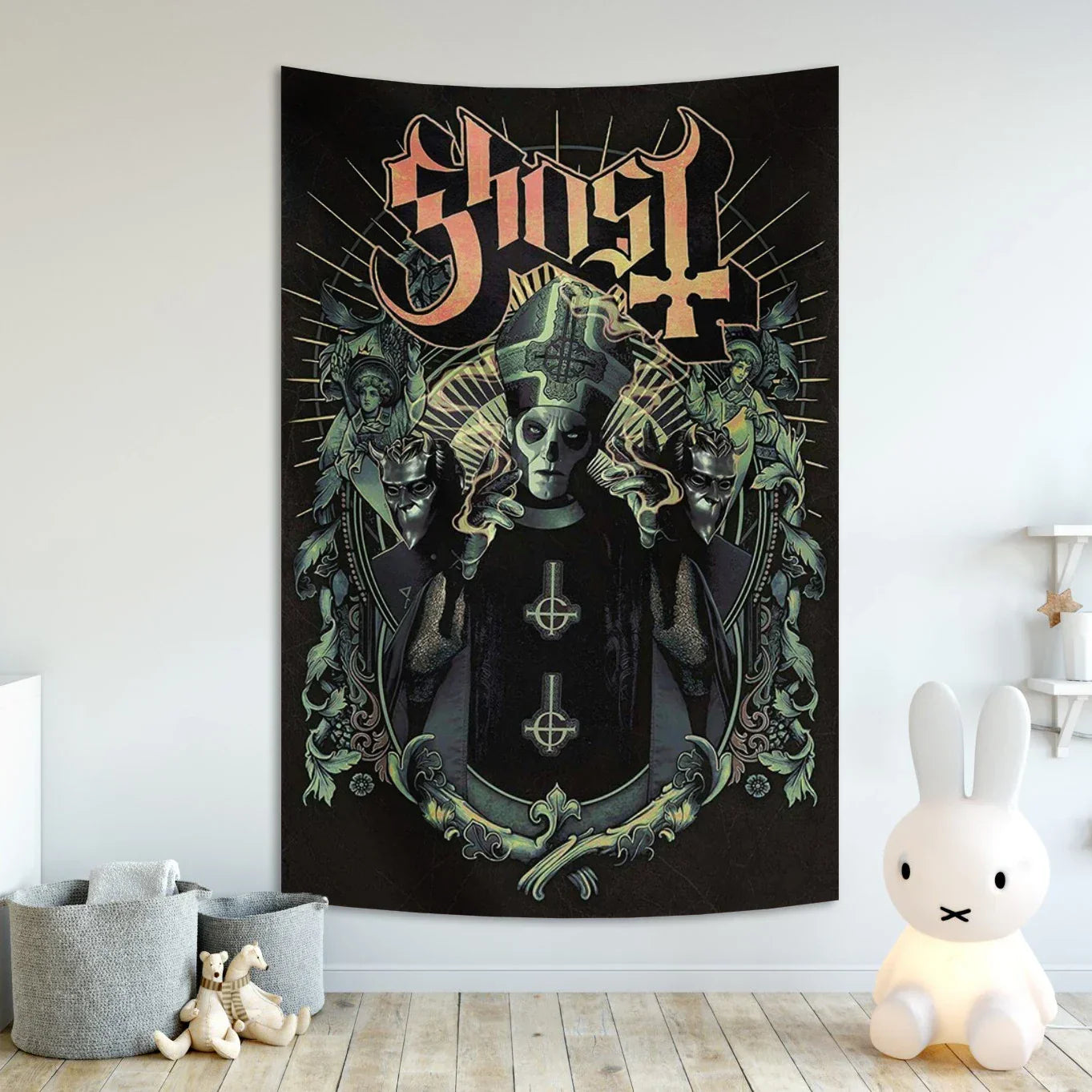 Decobites Metal Ghosts Band Tapestry Flag - Boho Hippie Wall Hanging for Home Decor