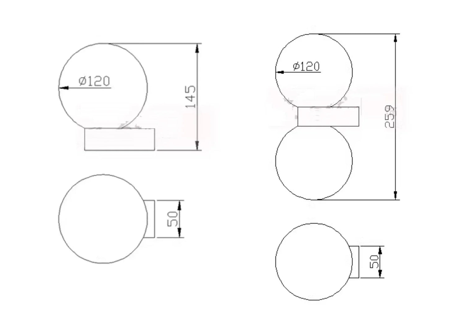 مصباح حائط LED على شكل كرة زجاجية من DecorBites™ لديكور غرفة النوم وغرفة المعيشة