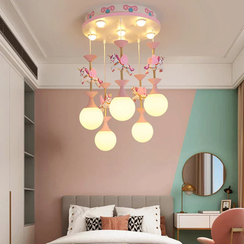 DecorBites™ Kids Ceiling Chandelier: Modern LED Pendant Light for Girls' Bedroom Decor