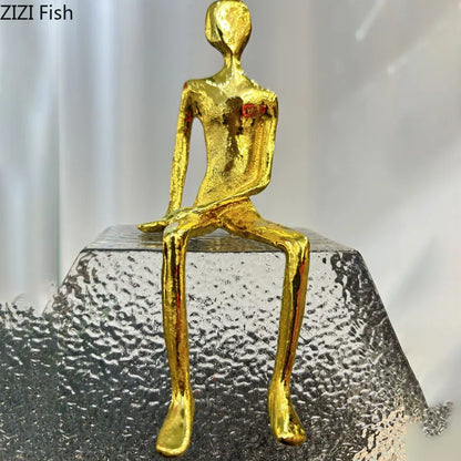 DecorBites™ Golden Figures Sculpture: Modern Desk Ornament for Room Aesthetics