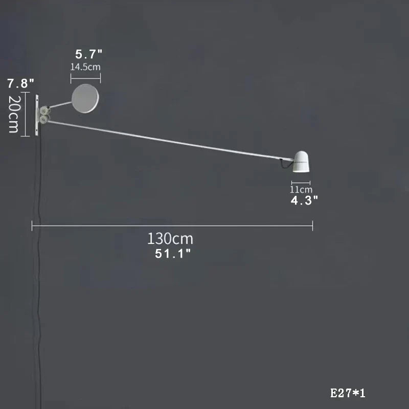 ديكوربايتس™ - مصباح حائط LED قابل للتعديل بذراع متأرجح باللونين الأحمر والأسود - إضاءة عصرية