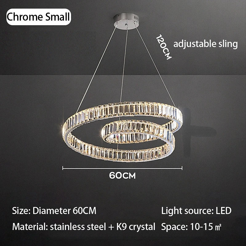 DecorBites™ Crystal Chandelier LED Light Fixture - Modern Luxury Hanging Lamp