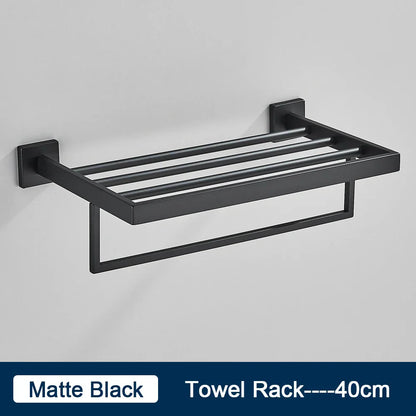 Toallero DecorBites™ negro de 40 cm, acero inoxidable SUS304, moderno, dorado, para montaje en pared