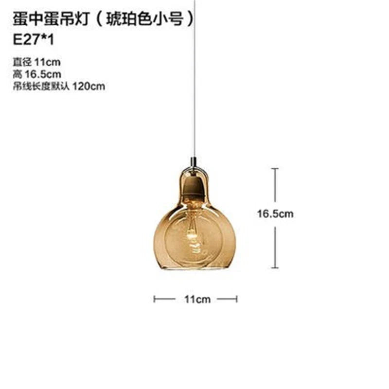 DecorBites™ Gourd Glass Pendant Lamps Clear Amber Modern Dining Room Hanging Lights