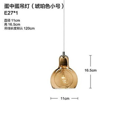 DecorBites™ Gourd Glass Pendant Lamps Clear Amber Modern Dining Room Hanging Lights