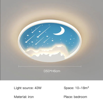 DecorBites™ Children's Room Starry Chandelier Ring Lamp in Blue White Gold