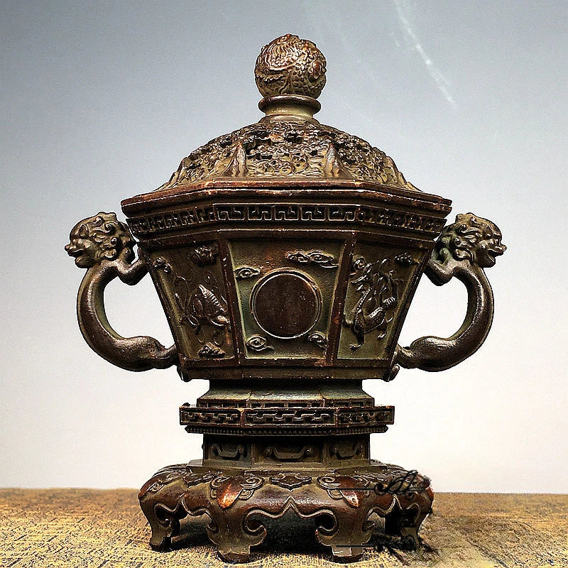 DecorBites™ Bronze Sacred Beasts Incense Burner Set