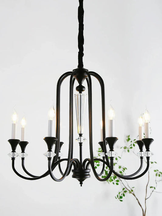 DecorBites™ Iron Vintage Candle Chandelier: Retro French Style Pendant Light