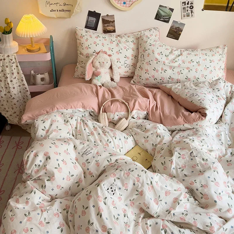 DecorBites™ Cartoon Style Printed Comforter Set 4Pcs Lightweight Duvet Kits Bedding Set