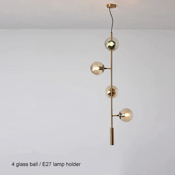 DecorBites™ Brass Chandelier with Black Art Glass Ball - Minimalist Living Room Dining Decor