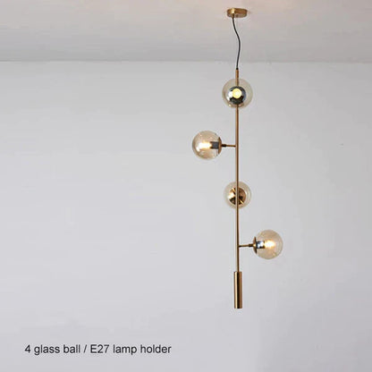 DecorBites™ Brass Chandelier with Black Art Glass Ball - Minimalist Living Room Dining Decor