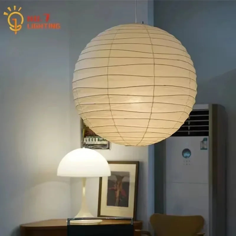 DecorBites™ Japanese Wabi Sabi Pendant Light LED E27 Noguchi Akari Rice Paper Ceiling Hanging