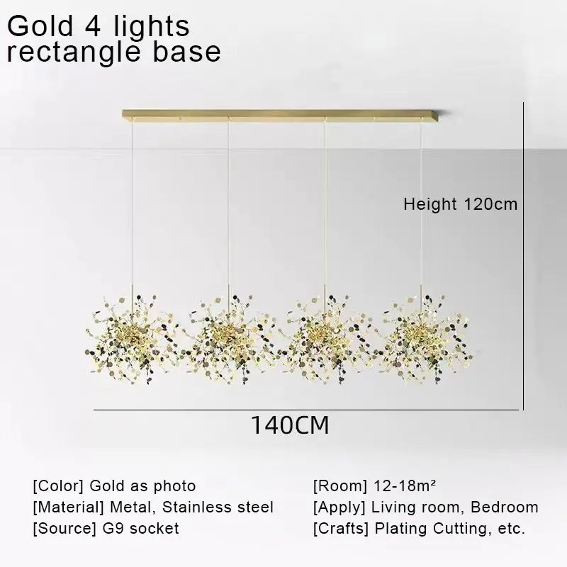 DecorBites™ Gold LED Ceiling Pendant Light Fixture for Home Decoration and Modern Living