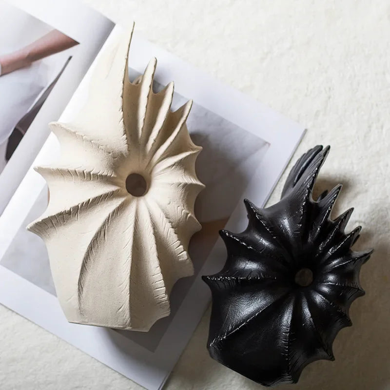 DecorBites™ Conch Shape Ceramic Vase for Artificial Flower Arrangements