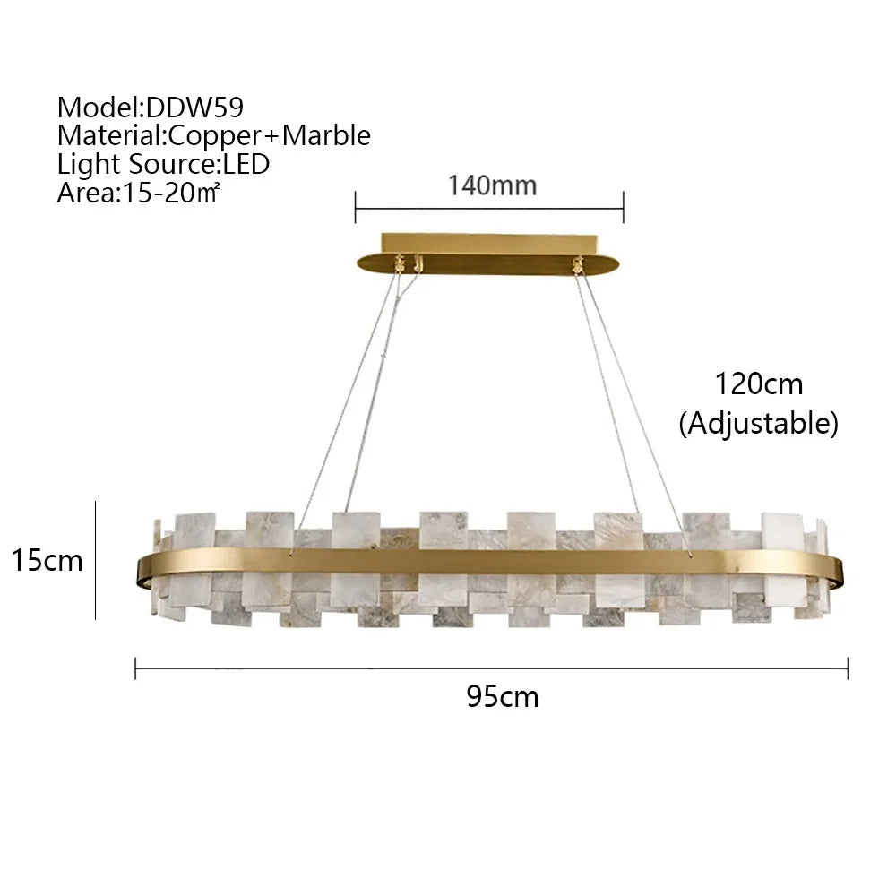 DecorBites™ LED Marble Chandelier: Modern Lighting for Living Room, Bedroom, or Restaurant.