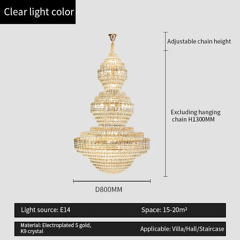 DecorBites™ Crystal Duplex Chandelier for Hotel Lobby and Living Room