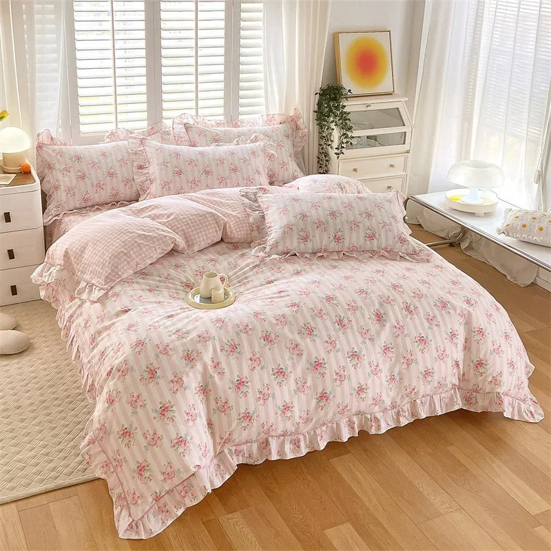 Decobites Floral Princess 100% Cotton Duvet Set for Queen Size Bed