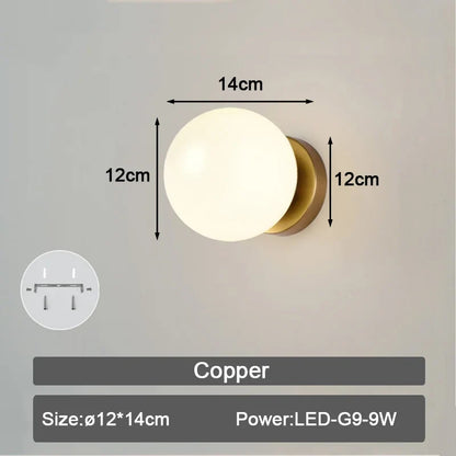 DecorBites™ Frosted Glass Ball LED Wall Lamp for Corridor, Aisle, and Bedroom