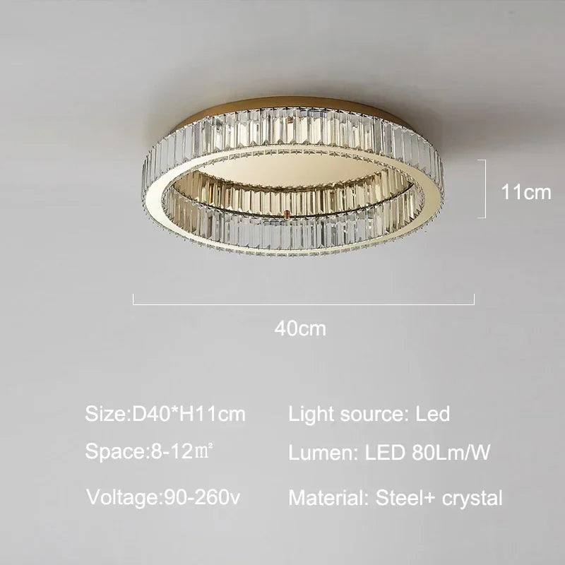 DecorBites™ Gold Crystal Ceiling Light Ring LED - Modern Luxury Indoor Home Lighting