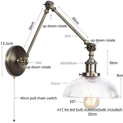 DecorBites™ LED Glass Swing Arm Wall Lamps for Bedroom, Bathroom, and Stairway