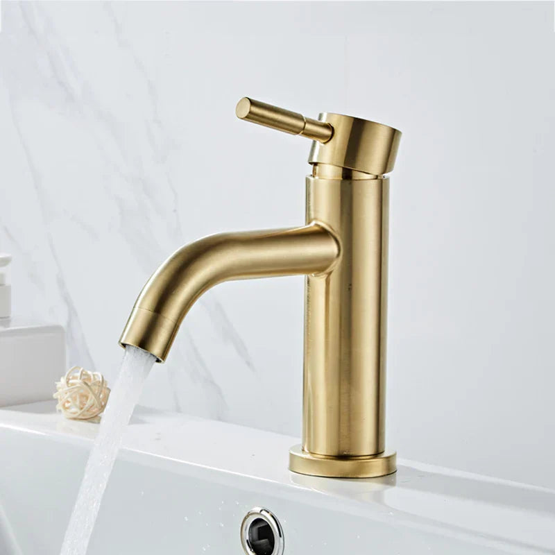 Decorbites™ Grifo de Lavabo Gold Basin: Acero Inoxidable con Mango Único para Baño y Cocina