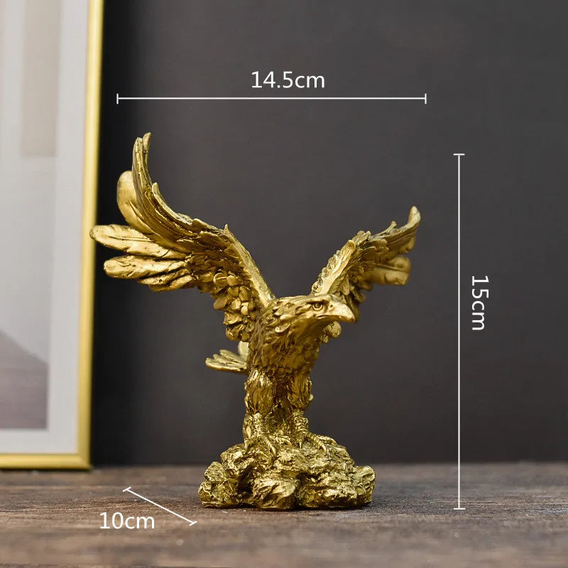 Escultura de Resina Águila Real Dorada™ Decorbites Decoración para el Hogar Figura de Halcón
