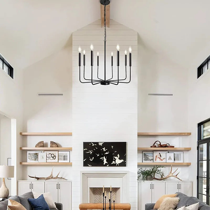 DecorBites™ Iron Chandelier for American Rural Style Living Room Kitchen Dining Bedroom