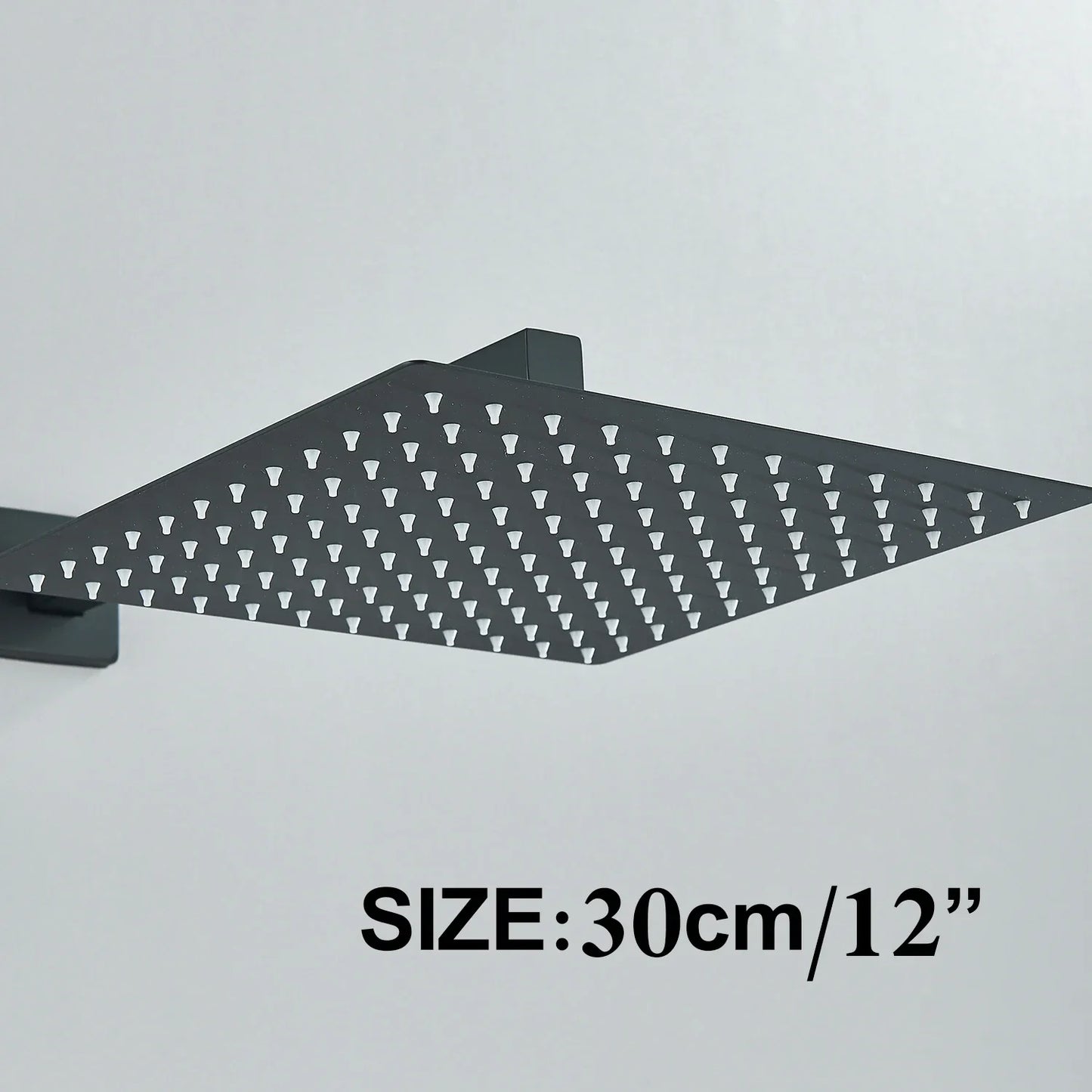 DecorBites™ 12" Matte Black Rainfall Shower Head Set with Shower Arm