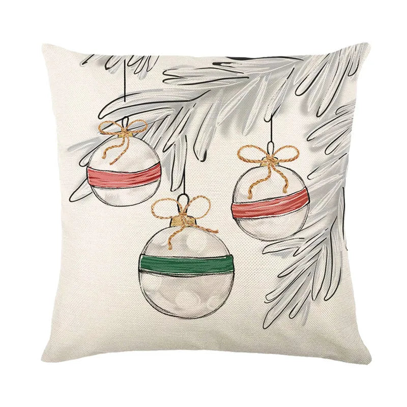 DecorBites™ Christmas Santa Claus Linen Pillowcase - Sofa Cushion Cover, Decorative Living Room Pillow Cover